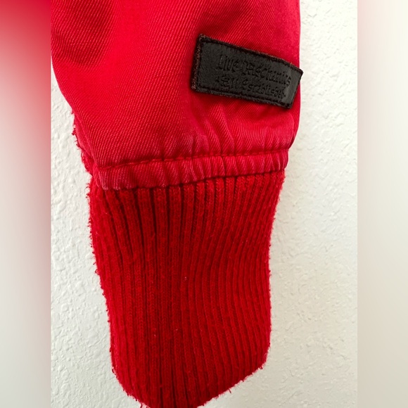 Live Mechanics Women’s Red Cotton Bomber Jacket (fits like Small) - Picture 9 of 10